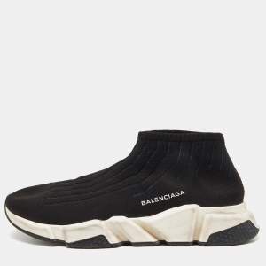 Balenciaga Black Knit Fabric Speed Trainer Sneakers Size 43