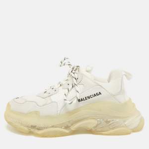 Balenciaga Grey Mesh and  Faux Leather Triple S Sneakers Size 40 