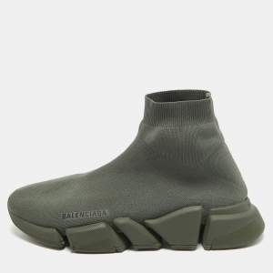 Balenciaga Green Knit Fabric Speed 2.0 High Top Sneakers Size 42