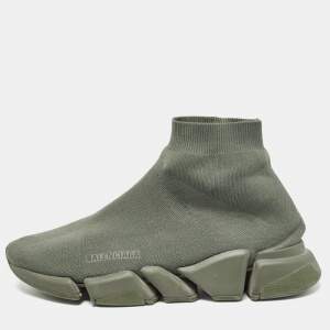 Balenciaga Green Knit Fabric Speed 2.0 Lt Sock Sneakers Size 43