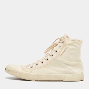 Balenciaga Off White Canvas High Top Sneakers Size 43