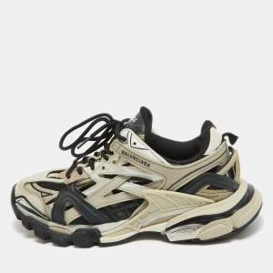 Balenciaga Tricolor Mesh And Faux Leather Runner Low Top Sneakers Size 39