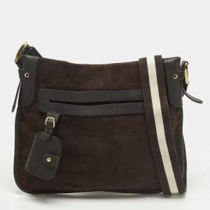 مملوكة مسبقًا Bally Cairo Dark Brown Leather and Suede Messenger Bag