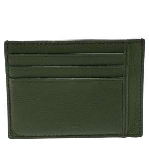 Bally Avocado Green Leather Card Holder 