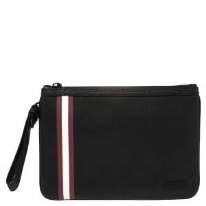 Bally Black Leather Bex Wristlet Clutch