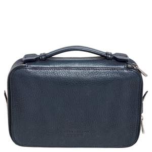 Bally Blue Leather Double Zip Travel Organizer