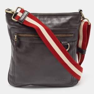 Bally Choco Brown Leather Messenger Bag