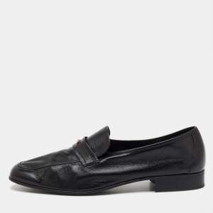 Pre Owned Bally Black Leather Logo Slip On Penny Loafers Size 45