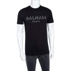 Balmain Black 3D Logo Printed Cotton Crewneck T-Shirt S