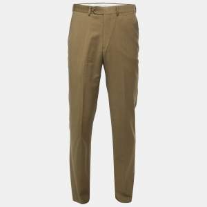 Balmain Olive Green Wool Trousers S