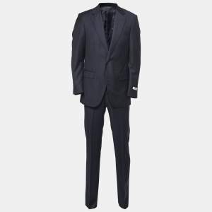 Balmain Midnight Blue Striped Wool Suit XS