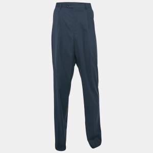 Balmain Navy Blue Pinstripe Wool Blend Tailored Trousers 4XL