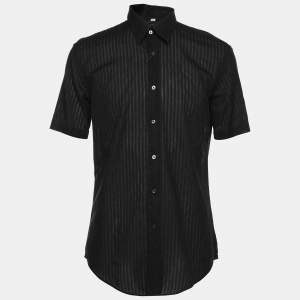 Balmain Black Cotton Knit Polo Shirt M