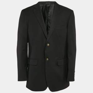 Balmain Black Gabardine Button Detail Single Breasted Blazer XL