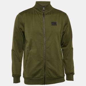 Balmain Green Jersey Zip-Up Sweat Jacket  M