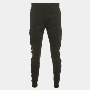 Balmain Black Cotton Knit Logo Contrast Trimmed Track Pants L