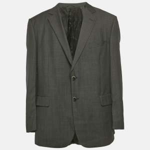 Balmain Grey Wool Regular Fit Blazer 5XL