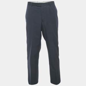 Pre Owned Balmain Navy Blue Wool Formal Pants 4XL