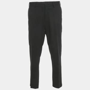 Pre Owned Balmain Black Wool Super 120's High Twist Trousers XXL