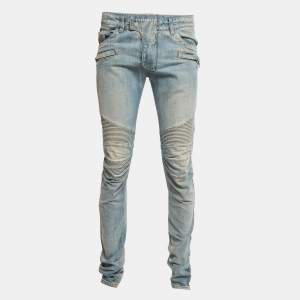 Pre Owned Balmain Blue Denim Slim Fit Jeans M/Waist 33"