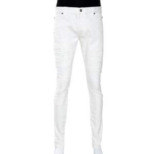 Balmain White Distressed Denim Slim Fit Jeans M