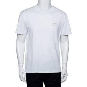 Balmain White Cotton Logo Patch Detail Crewneck T-Shirt L