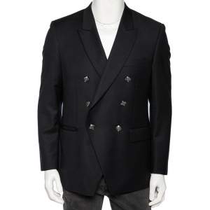 Pre Owned Balmain Black Wool Double Breasted Blazer M