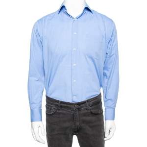 Balmain Blue Cotton Button Front Shirt S