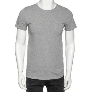 Balmain Grey Cotton Crew Neck Short Sleeve T-Shirt S