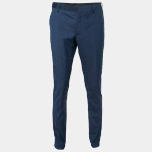 Pre Owned Balmain Blue Tencel Slim Fit Trousers XL