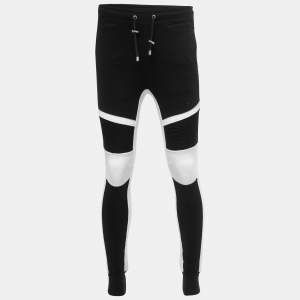 Balmain Black Cotton Contrast Detail Joggers XS
