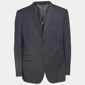 Pre Owned Balmain Grey Wool Single Breasted Slim Fit Blazer XL