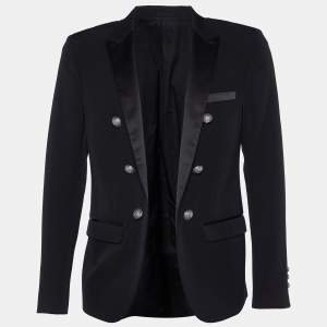 Balmain Black Wool Smoking Jacket L