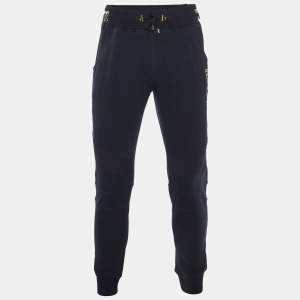 Balmain Black Logo Print Cotton Zip Detail Joggers 2XL