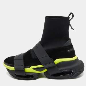 Balmain Black Suede and Knit Fabric B Bold High Slip On Sneakers Size 44