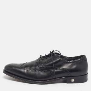 Pre Owned Balmain Size 40 Black Leather Lace Up Oxfords