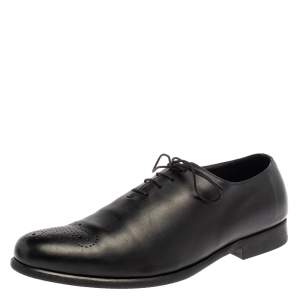 Balmain Black Leather Lace Up Oxfords Size 45