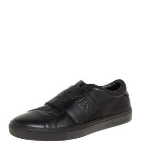 Balmain Black Leather And Elastic Slip On Sneakers Size 42