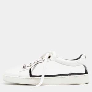 Balmain White Logo Leather Low Top Sneakers Size 40
