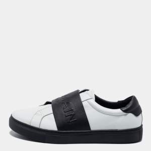 Balmain White/Black Leather  Low Top Sneakers Size 41