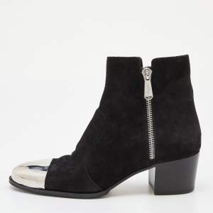 Balmain Black Suede Ankle Length Boots Size 42
