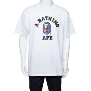 A Bathing Ape White City Logo Print Cotton Crew Neck T-Shirt XL
