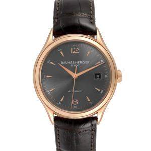Baume Grey 18K Rose Gold Mercier Clifton 10059 Men's Wristwatch 39 MM