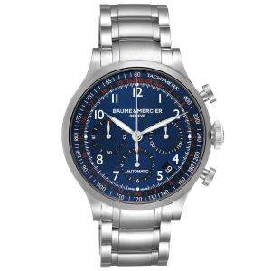 Baume & Mercier Blue Stainless Steel Capeland 10066 Chronograph Men's Wristwatch 44 MM