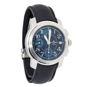 Baume & Mercier Blue Black Stainless Steel Rubber Capeland MV045216 Men's Wristwatch 39 mm 