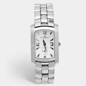 Baume & Mercier Silver White Stainless Steel Hampton 65310 Men's Wristwatch 26 mm