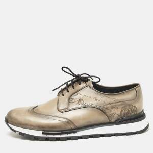 Berluti Olive Green Ombre Leather Fast Track Sneakers Size 42.5
