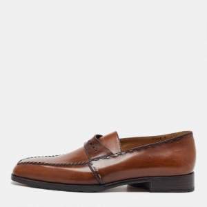 Berluti Brown Leather Penny Loafers Size 41
