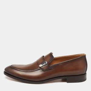 Berluti Brown Leather Slip On Loafers Size 43.5