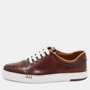 Berluti Brown Ombre Leather Playtime Lace Up Sneakers Size 43